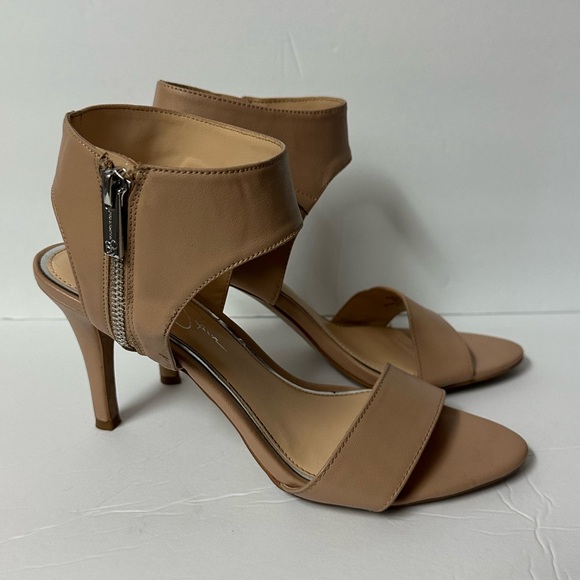 Jessica Simpson zippered tan heels size 8 - Picture 1 of 10